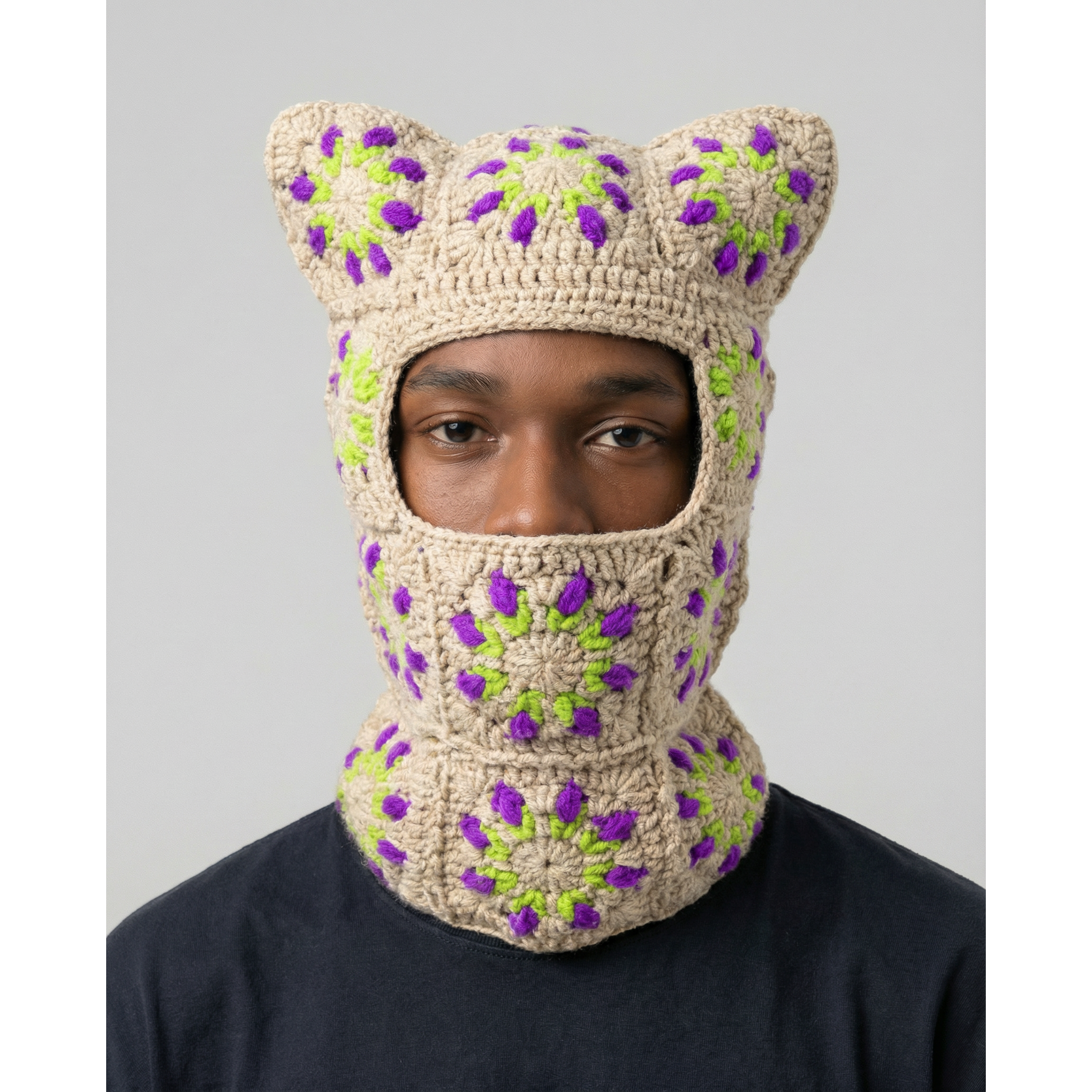 Orchid Sand Crochet Cat Mask