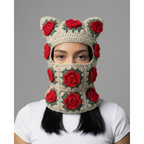 3D Rose Crochet Cat Mask