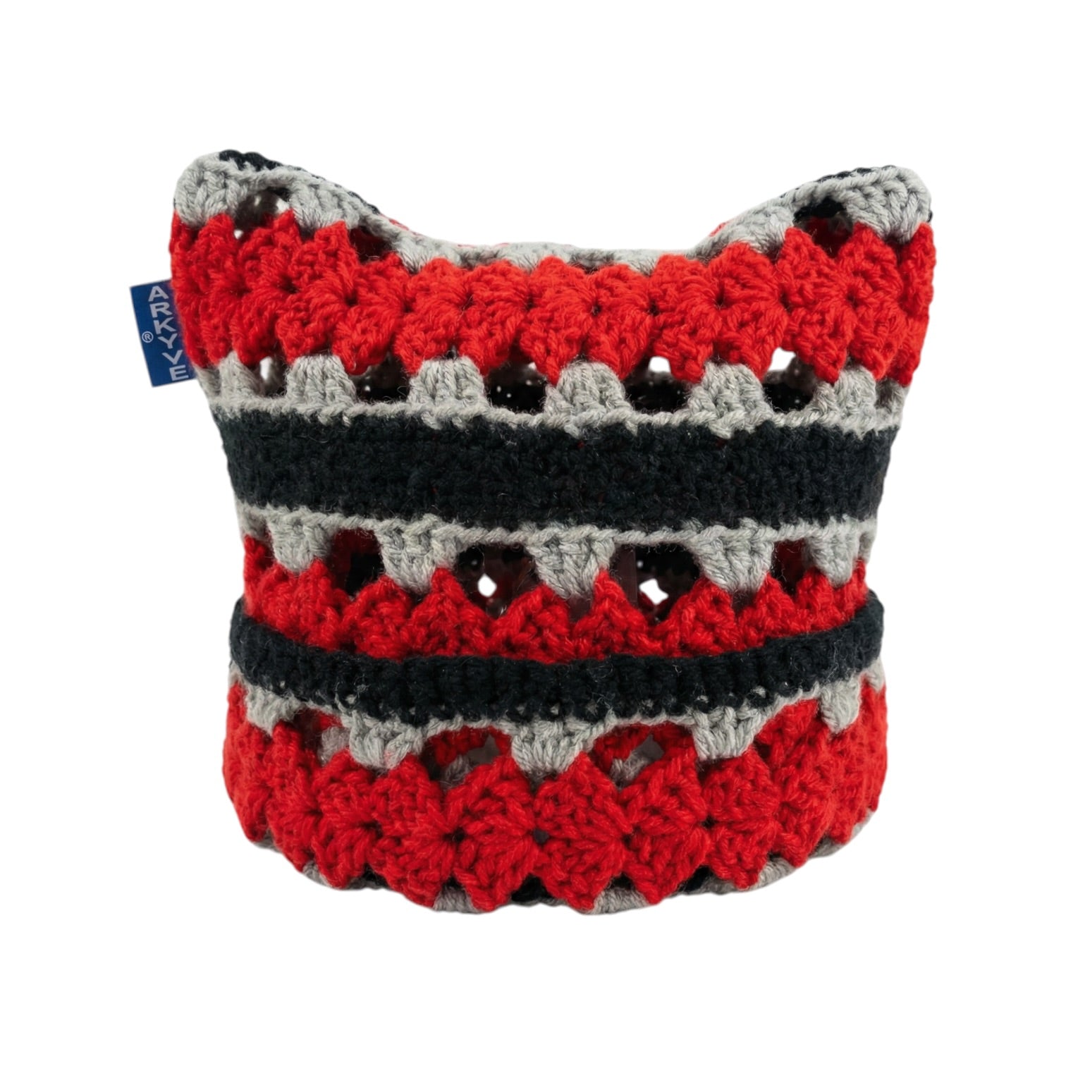 Scarlet Grid 1of1 Crochet Cat Hat