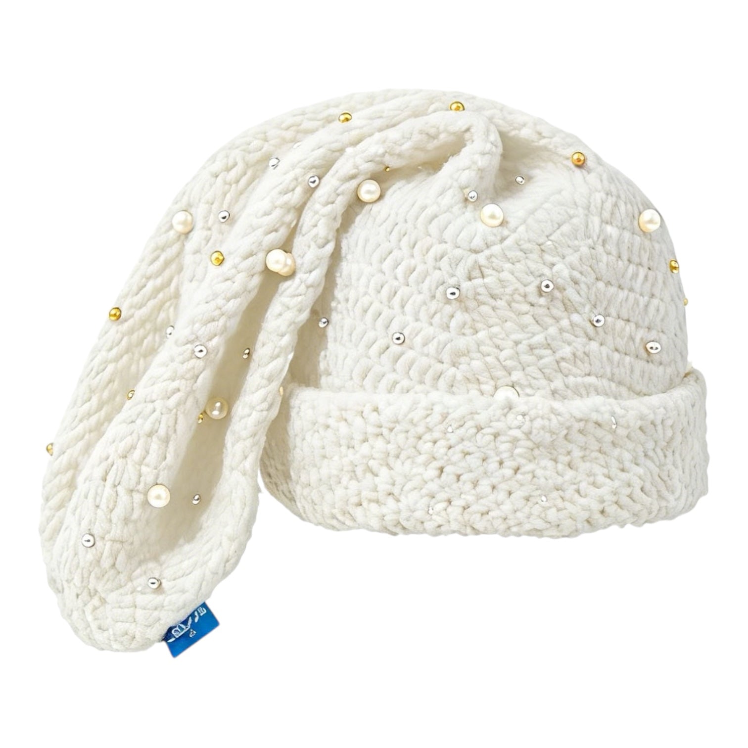 White Pearl Crochet Sock Hat