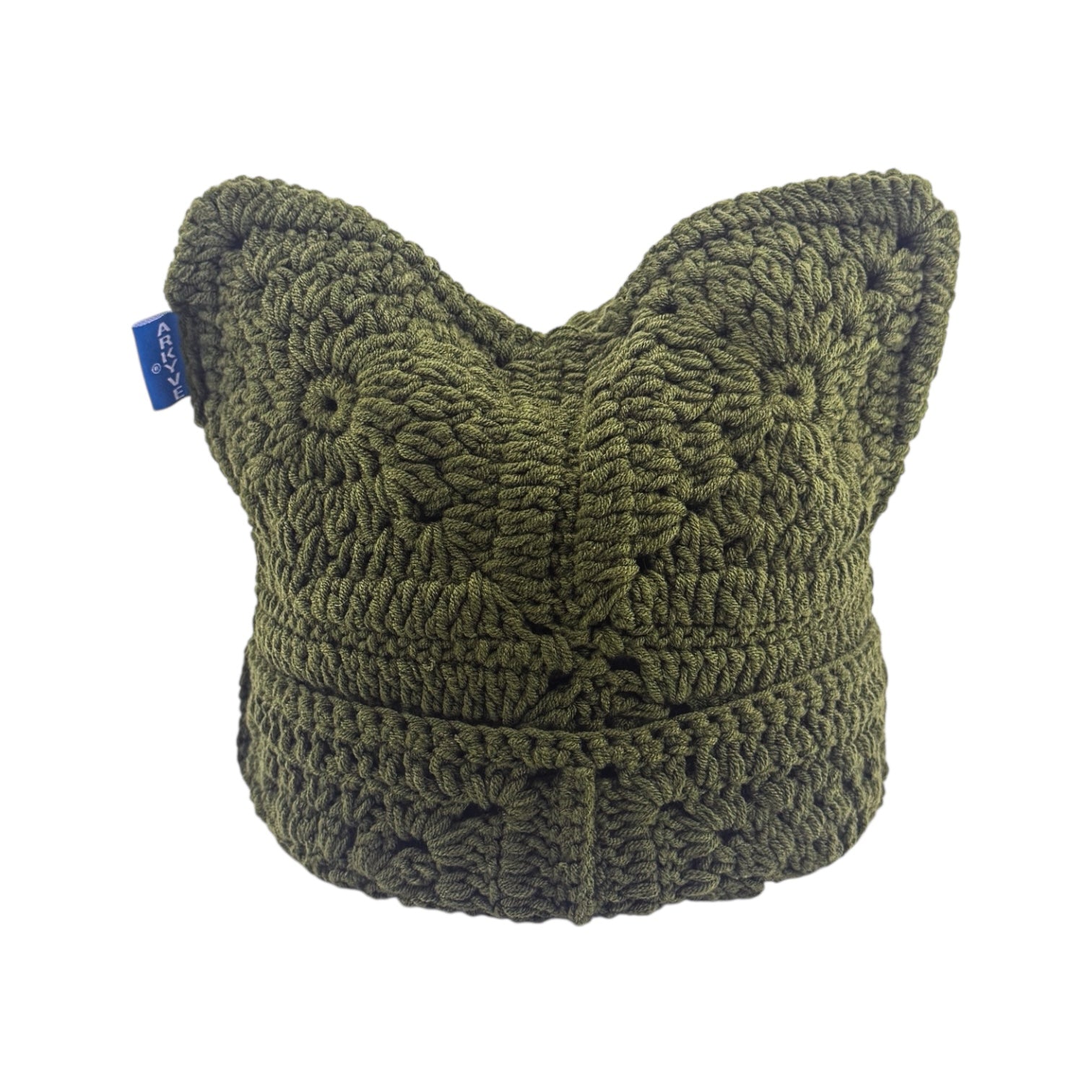 Pine Green Crochet Cat Hat