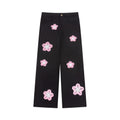 Pink Star Crochet Black Denim