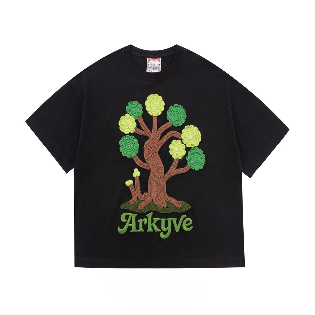 Crochet Tree Patch Black Tee