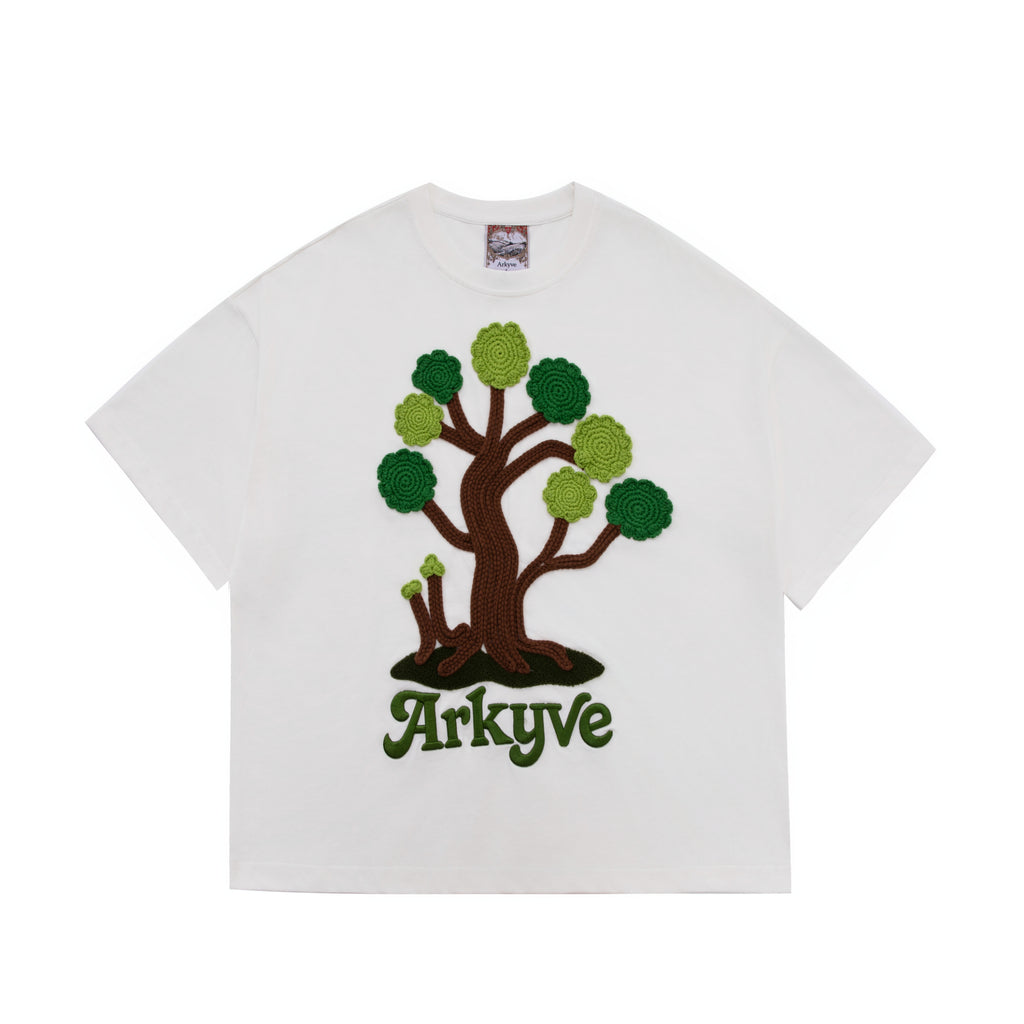 Crochet Tree Patch White Tee