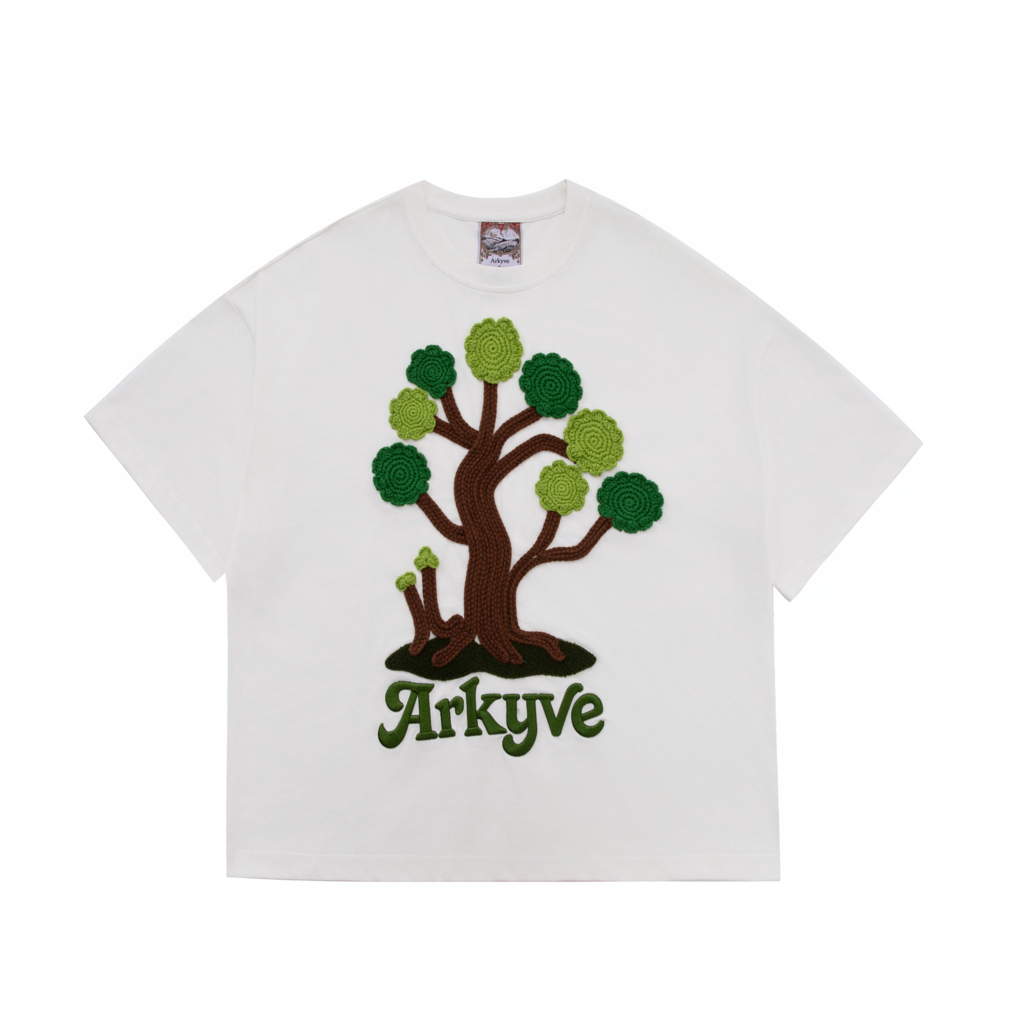 Crochet Tree Patch White Tee
