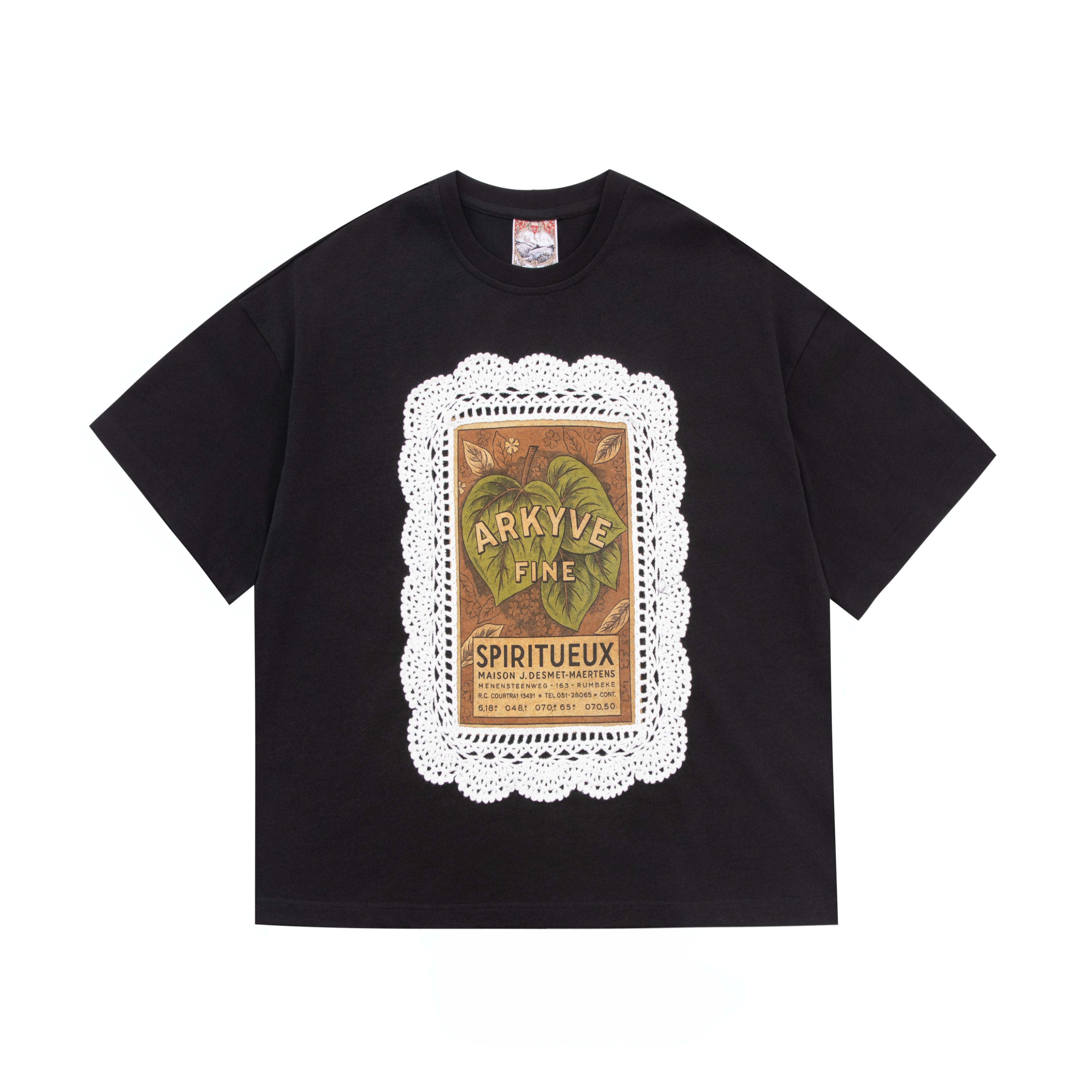 Crochet Wine Label Black Tee