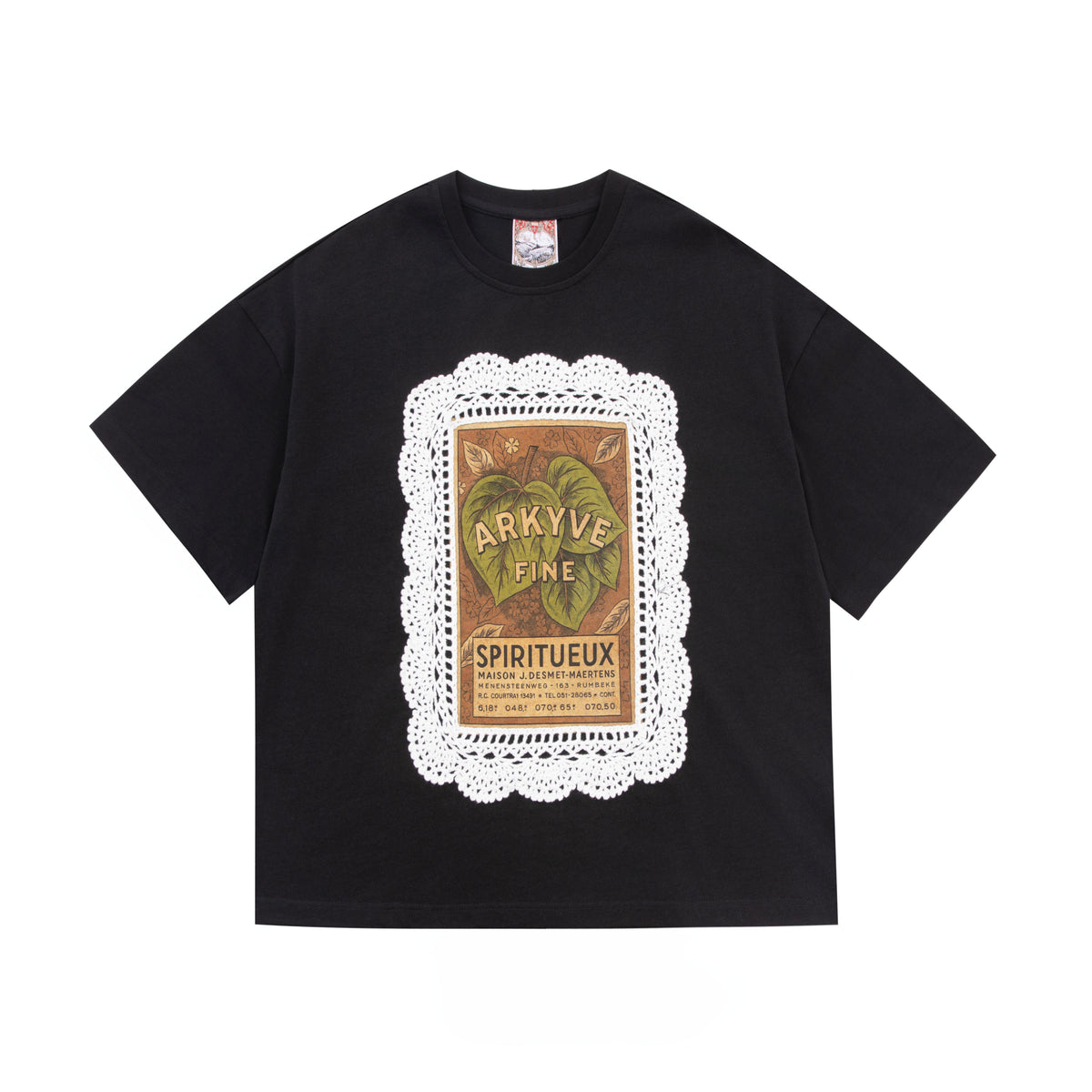 Crochet Wine Label Black Tee