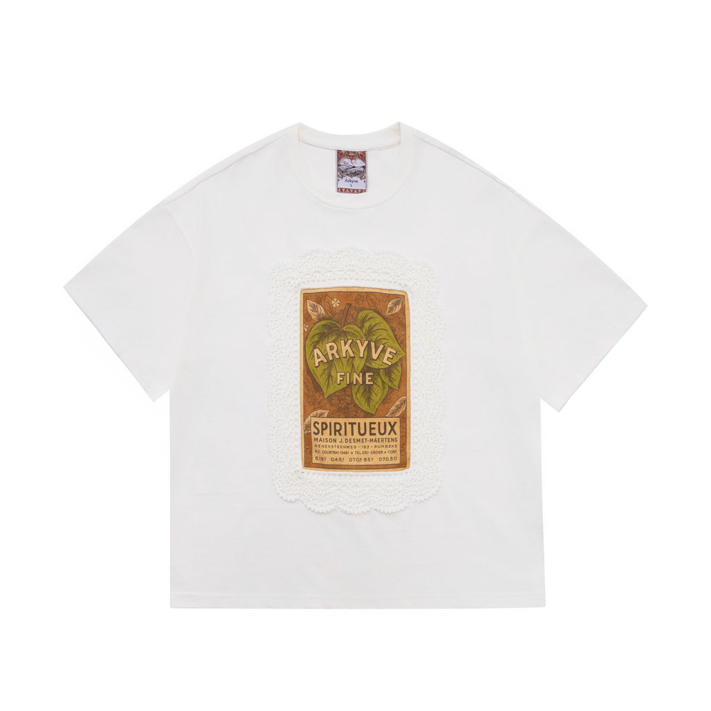 Crochet Wine Label White Tee