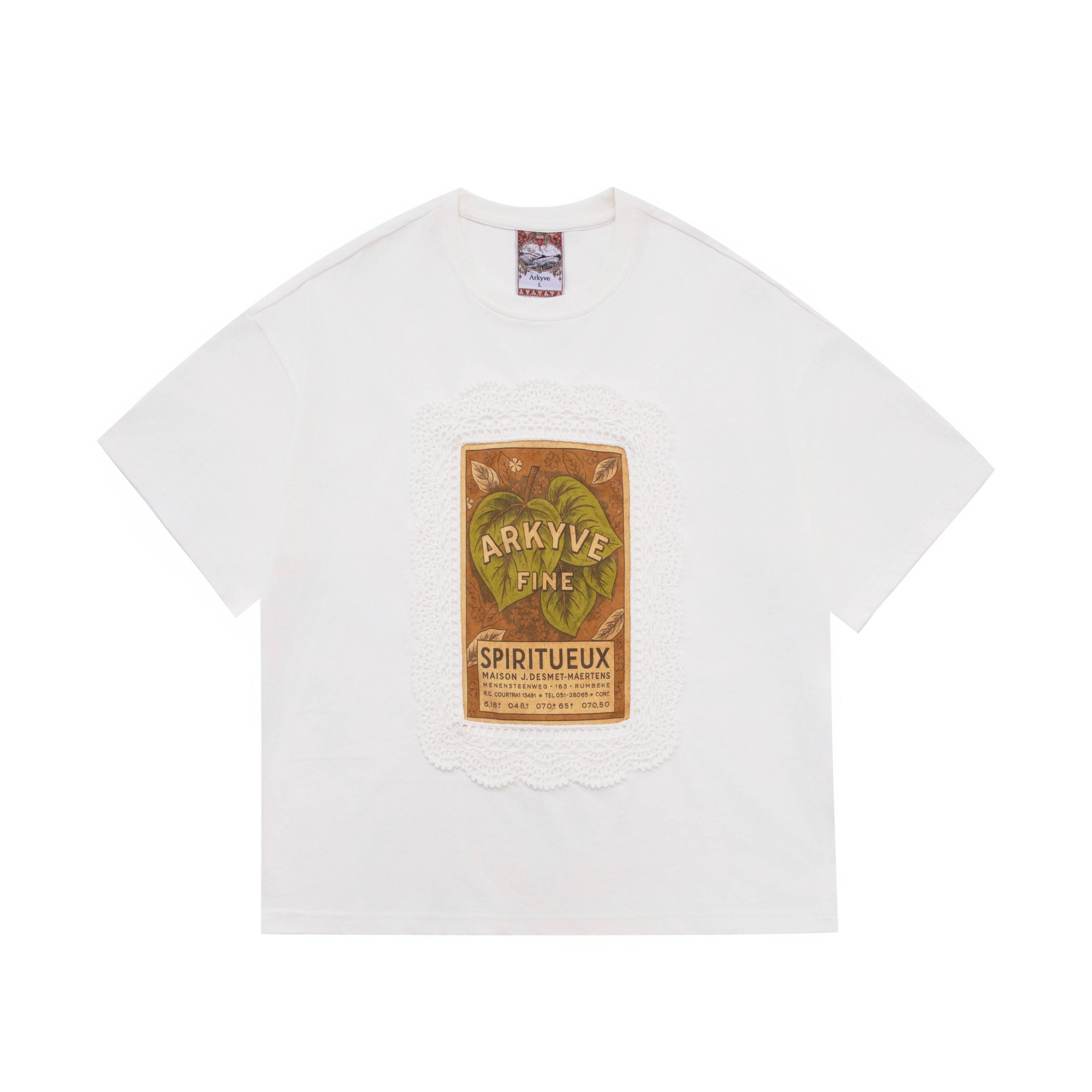 Crochet Wine Label White Tee