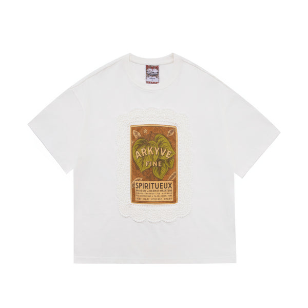 Crochet Wine Label White Tee