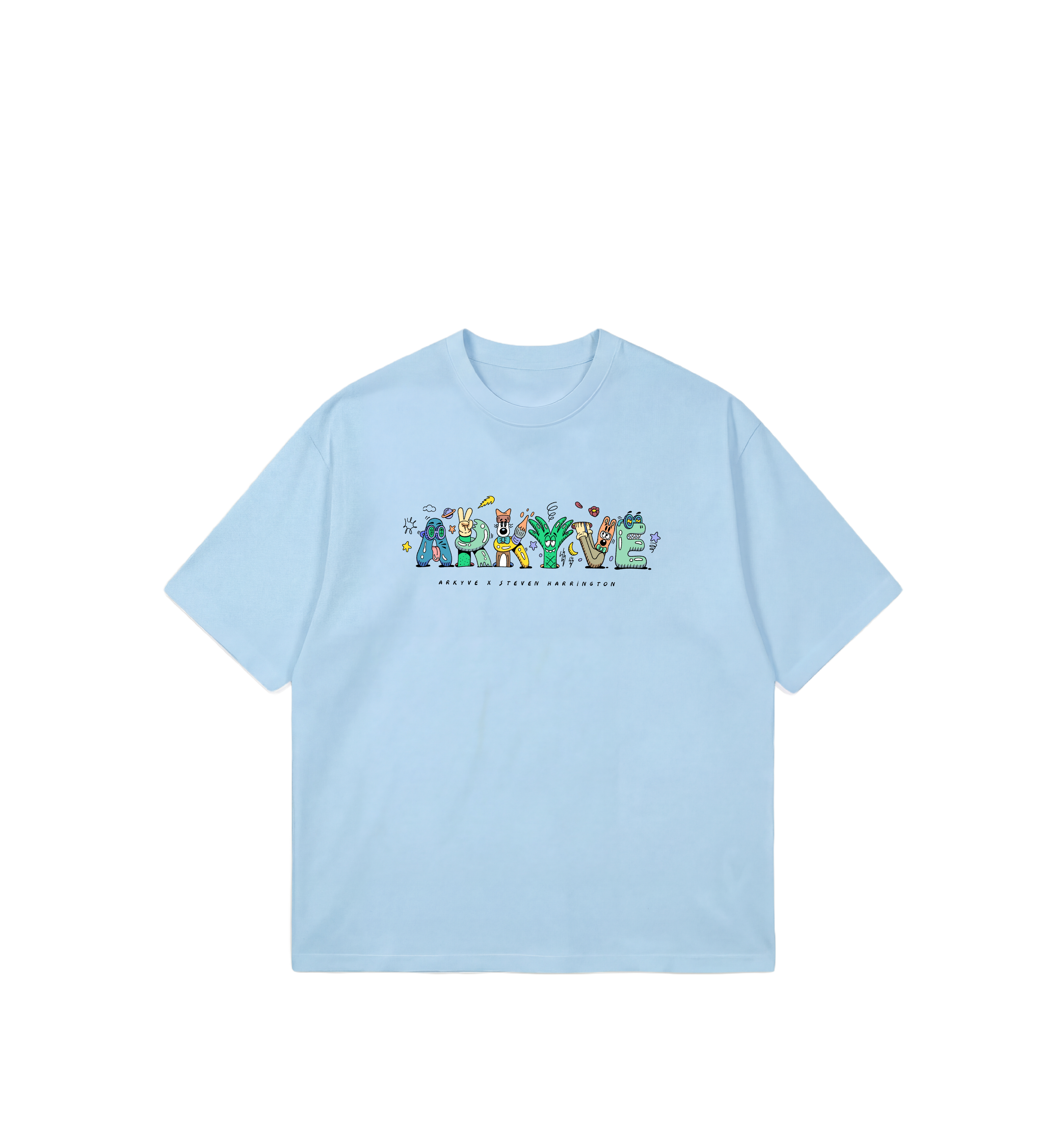 Arkyve X Steven Harrington Spell-Out Tee - Baby Blue