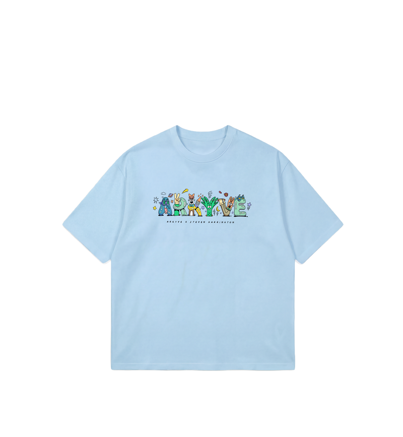Arkyve X Steven Harrington Spell-Out Tee - Baby Blue