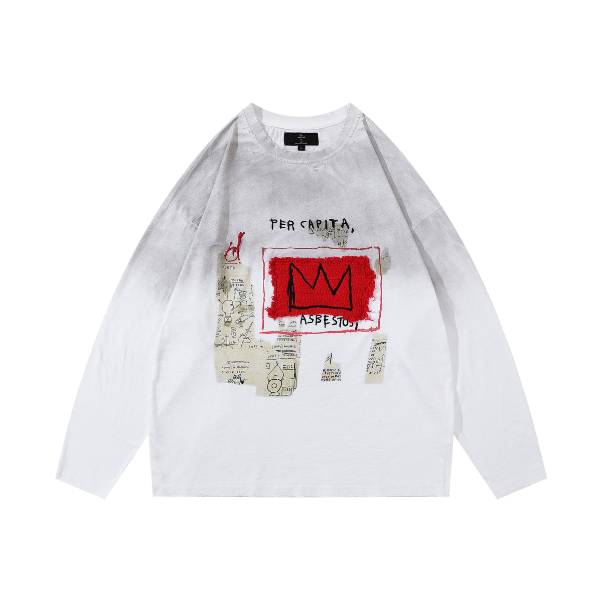 Arkyve X Basquiat Per Capita Long Sleeve in white, front view