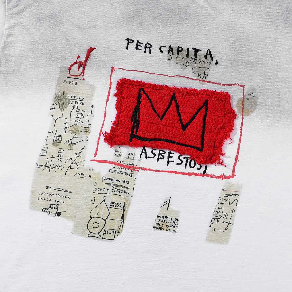 Arkyve X Basquiat Per Capita Long Sleeve in white, hand-crocheted detail close-up