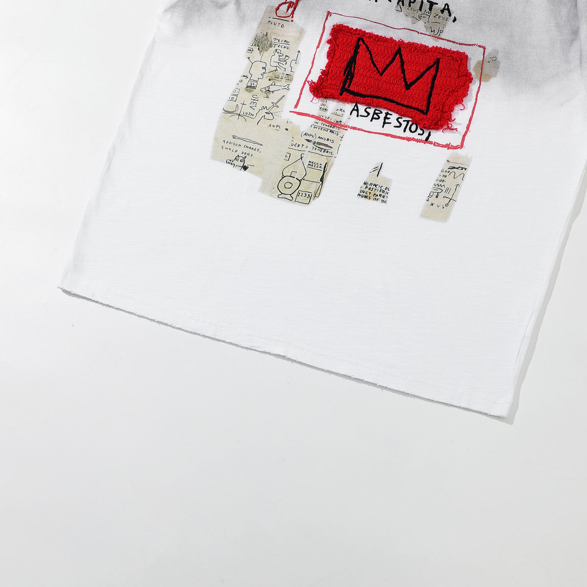 Arkyve X Basquiat Per Capita Long Sleeve in white, hem detail